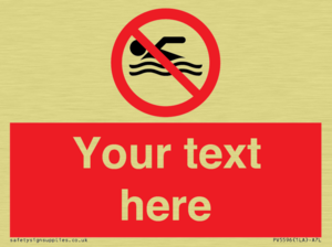 Custom No swimming prohibition Sign